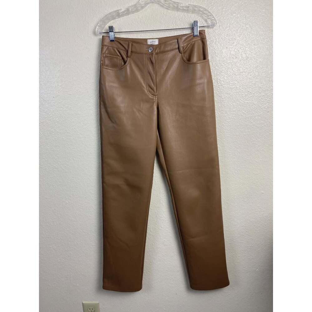Aritzia Wilfred Melina High Waisted Vegan Leather Pants in Constant Camel Size 8
